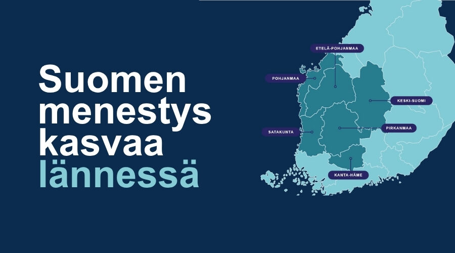 länsi-suomen maakuntien kartta, suomen menestys kasvaa lännessä